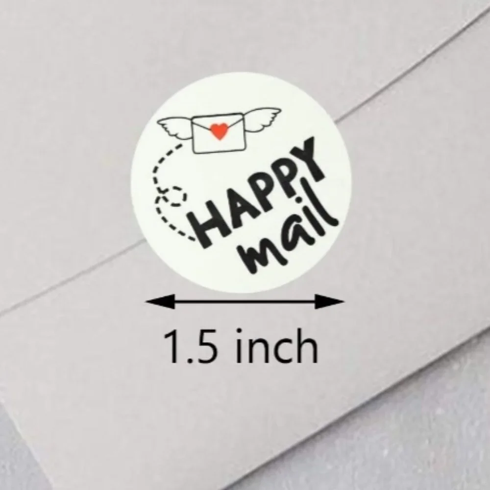 50 HAPPY MAIL Business Stickers for Packaging 1.5